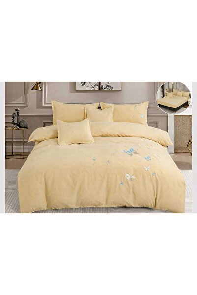 ANATOLIATEKSTILE Premium Cotton Bedding Set with Butterfly Embroidery, Fitted...