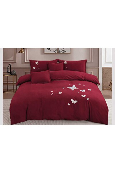 ANATOLIATEKSTILE Premium Cotton Bedding Set with Butterfly Embroidery, Fitted...