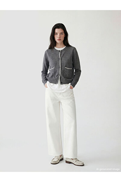 LC Waikiki White Standard Fit Wide Leg Women's Trousers