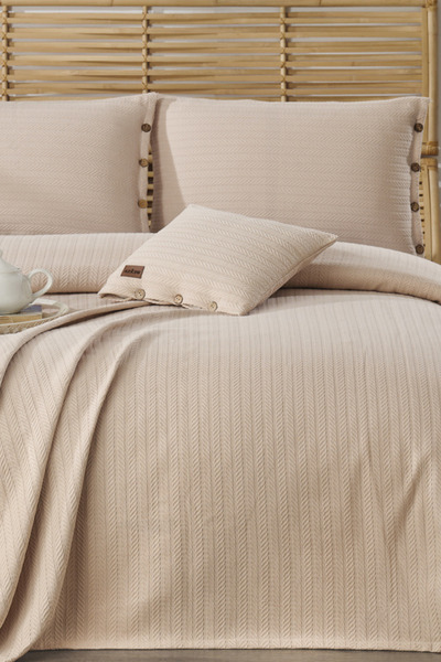 MUEV Bohemian Bedspread Single Size 100% Cotton Pique Buttoned 1 Pillowcase 1...