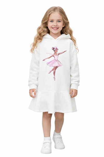 BEBEĞİME ÇORAP Girl's Dress with Ruffled Skirt and Character Print