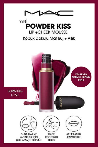 M.A.C Powder Kiss Lip & Cheek Mousse Dudak ve Yanaklar için Buğulu Mat Ruj - ...