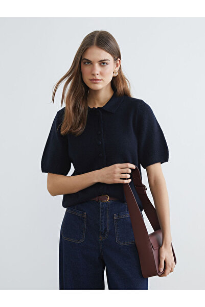 LC Waikiki Rmz Gi̇yi̇m Farkiyla Devrik Roba Collar Women's Knitwear Cardigan