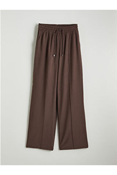 LC Waikiki M1 Season Brown Wide Leg Women's Trousers with Elastic Waist