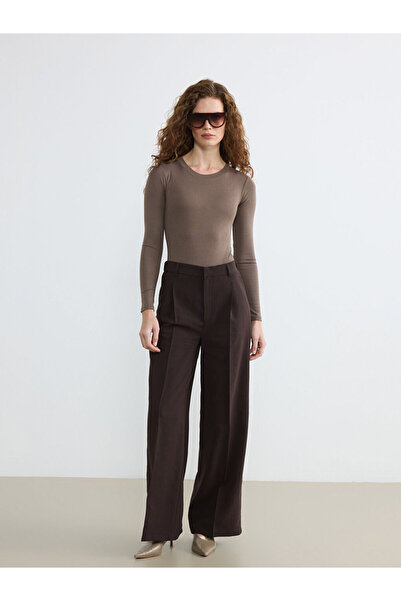 LC Waikiki Rmz Gi̇yi̇m Farkiyla Women's Pleated Fabric Trousers with Waist Cord