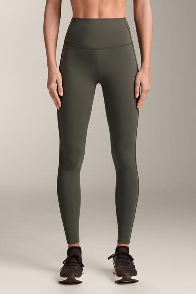 Oysho بنطلون ليجنز عالي الخصر من كومفورتلوكس، مضلع، يصل إلى الكاحل