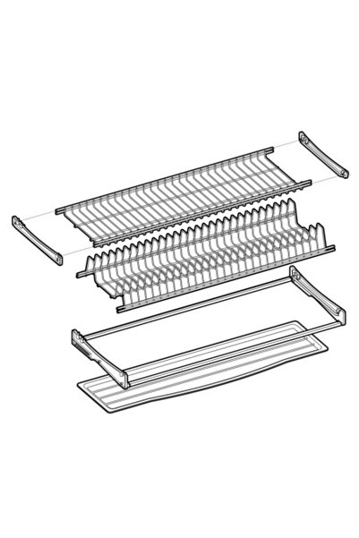 Hafele Dish Drainer 60 cm, Silver, 2 Levels, Treated Steel Frame