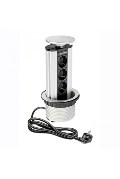 GTV Round Socket, 100 mm, 3 xSchuko, Silver