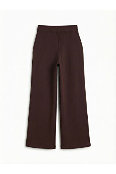 LC Waikiki M1 Season Brown Wide Leg Women's Trousers with Elastic Waist