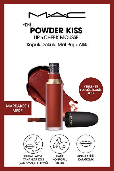 M.A.C Powder Kiss Lip & Cheek Mousse Dudak ve Yanaklar için Buğulu Mat Ruj - ...