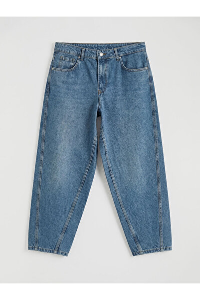 LC Waikiki بنطلون جينز نسائي من LCW بقصة برميلية بلون نيلي