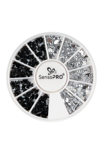 SensoPRO Milano Dynasty of Black & Silver Nail Rhinestones, - Καρουζέλ με στρας