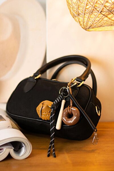 İLKYAZ Brown Donut Bag Charm and Keychain for Bag Accessory (Bag Not Included)