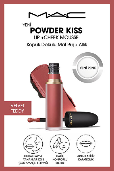 M.A.C Powder Kiss Lip & Cheek Mousse Dudak ve Yanaklar için Buğulu Mat Ruj - ...