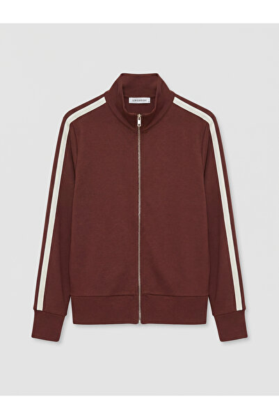 LC Waikiki Brown Stand Collar Soft Touch Women's Zippered Sweatshirt