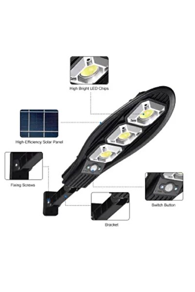 AyShop 40cm 3'lü LEd Işıklar Güneş Enerjili Sensörlü Kumandalı İç Dış Mekan A...