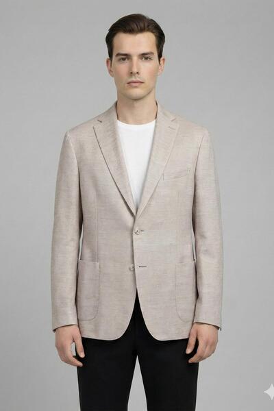 Sabri Özel Powder Slim Fit Cotton Mono Collar Casual Jacket