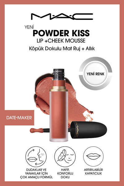 M.A.C Powder Kiss Lip & Cheek Mousse Dudak ve Yanaklar için Buğulu Mat Ruj - ...
