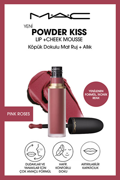 M.A.C Powder Kiss Lip & Cheek Mousse Dudak ve Yanaklar için Buğulu Mat Ruj - ...