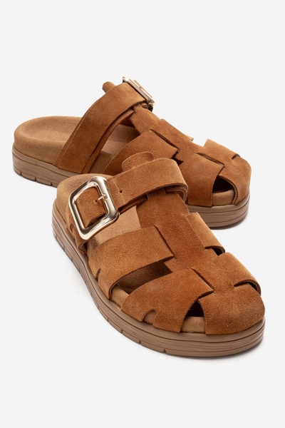 Zeynep Sıradağlı Jilda Kadın Hakiki Deri Terlik Taba Süet