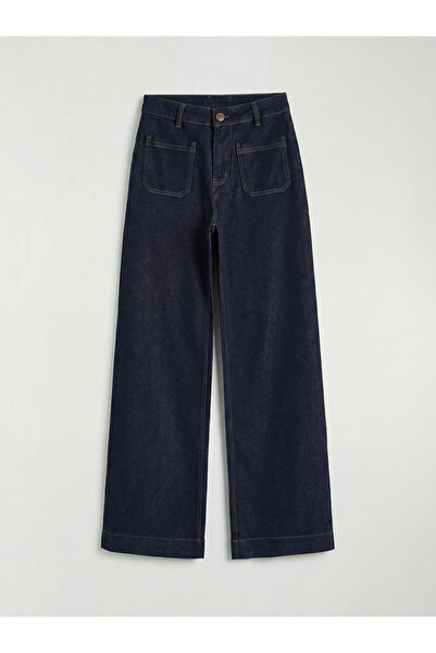 LC Waikiki LCW JeansIndigo Yüksek Bel Wideleg Kadın Jean Pantolon