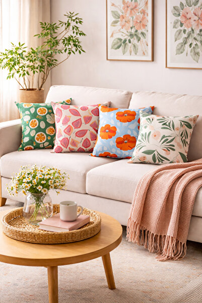 Evdek Double-Sided Printed 4-Piece Throw Pillow Cover 6Eod4