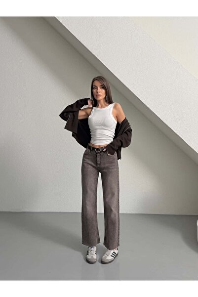 mydukkan.co Blugi cu tăietură la picior și curea decorativă