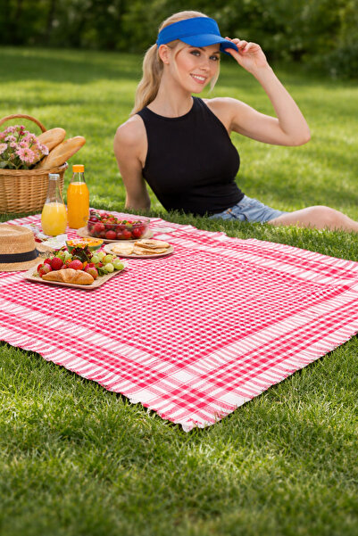 Belifanti Collection مفرش طاولة نزهة مربع أحمر متعدد الأغراض، قماش مفارش الما...