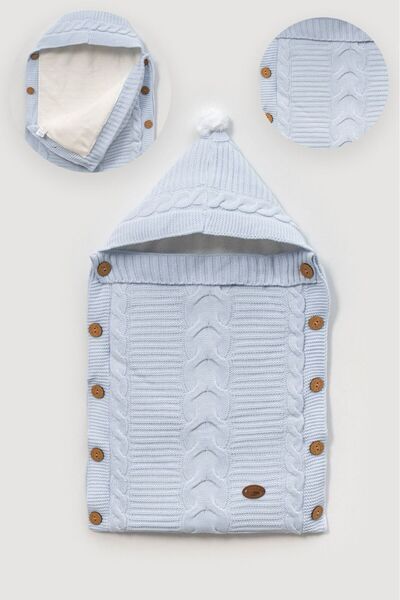 Riffy Baby Knitted Patterned Baby Swaddle with Side Buttons