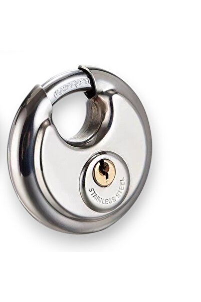 OEM Round padlock with 2 keys, 70mm, Gray, for garage, house, store, containe...