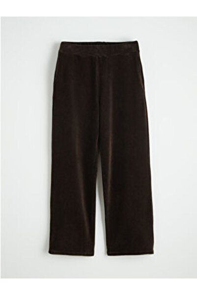 LC Waikiki M1 Season Brown Elastic Waist Women's Velvet Pants