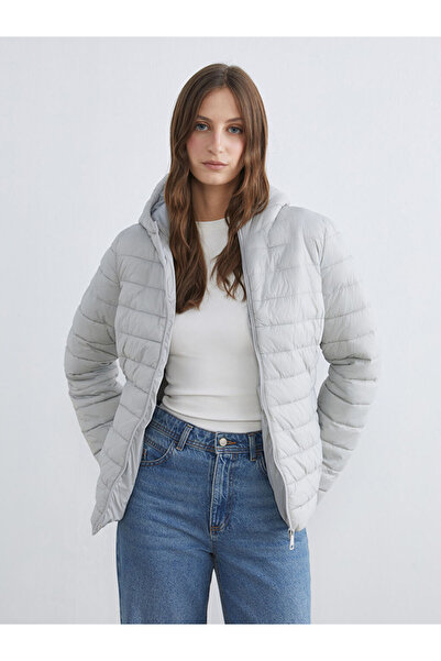 LC Waikiki Gray Hooded Women's Puffer Jacket