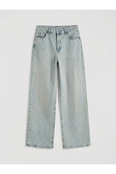 LC Waikiki LCW ModestIndigo Wideleg Taşlı Kadın Jean Pantolon