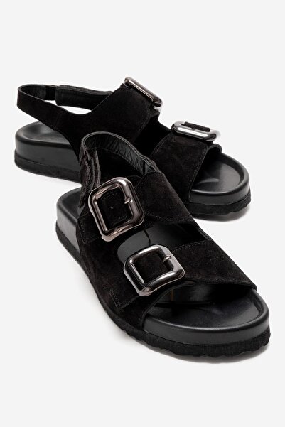 Zeynep Sıradağlı Γυναικεία σανδάλια Janset από γνήσιο δέρμα, μαύρο σουέντ