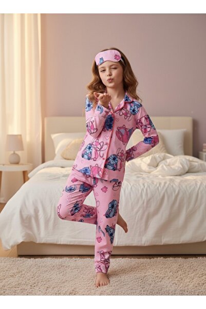 LİLLYPİCCA Set de pijamale pentru fete din bumbac cu modele colorate, cu nast...