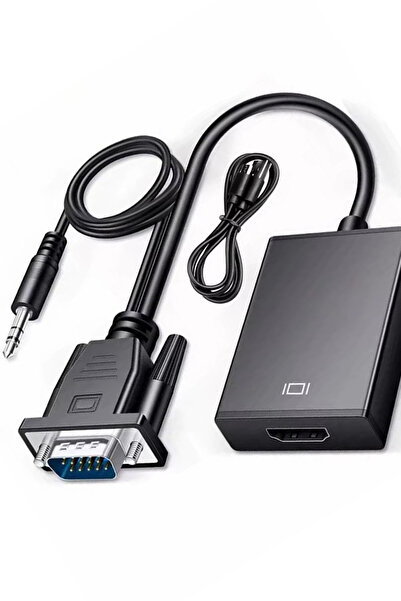 TechnoStation VGA TO HDMI Çevirici Adaptör Aux Bağlantılı Portatif Tasarım 2i...