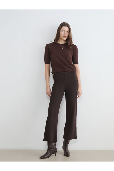 LC Waikiki Rmz Gi̇yi̇m Farkiyla Women's Wide Leg Knitwear Pants with Waist Cord