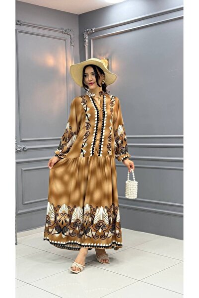 Cannes Vera Authentic Motif Summer Comfortable Cut Yellow Dress