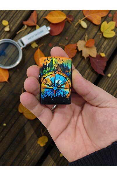 HK GİFT SHOP Rüzgar Geçirmez Compass Design Çakmak