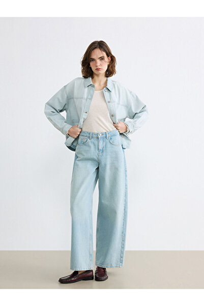 LC Waikiki بنطلون جينز نسائي واسع الساق من LCW JeansIndigo