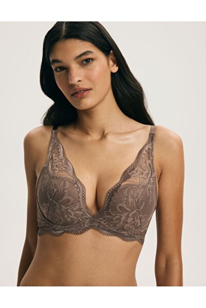 ESOTIQ Push-Up Bra Underwired Triangle Design with Beautiful Floral Lace Rein...