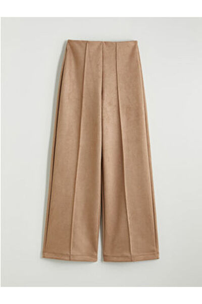 LC Waikiki New Season Beige Standard Fit Women's Suede Look Trousers