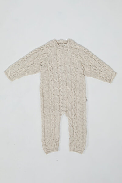 KUEZA KIDS Bebek %100 Pamuk Düğmeli Saç Örgülü Triko Tulum (1–18 Ay)