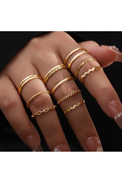 Ervalina طقم خواتم بتصميم متعرج وخواتم مفصلية