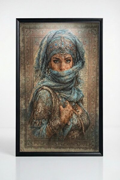 Raschel Home Premium Kumaş Halı Çerçeveli Tablo Halı Dokulu Özel Çerçeveli