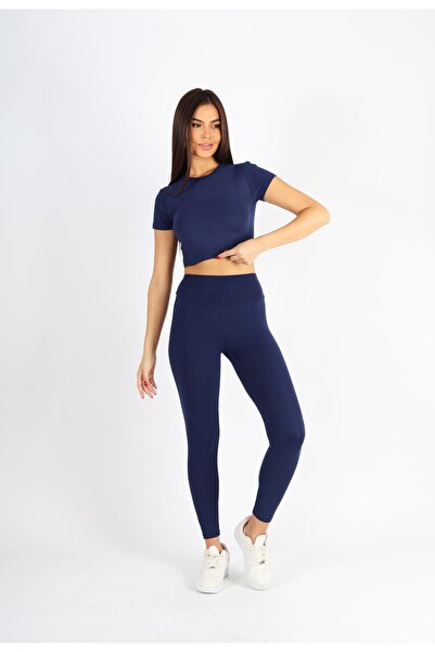 soft&basic طقم ليجنز نسائي، ليجنز توب كروب، طقم مكون من قطعتين