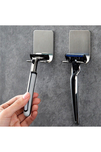 nelerbulurum Paslanmaz Çelik Tıraş Bıçağı Tutucu Düzenleyici Yapışkanlı Banyo...