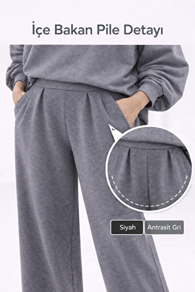 MUBEON Women's Loose Wide-Leg Sweatpants – Pleated Front Comfortable Casual T...