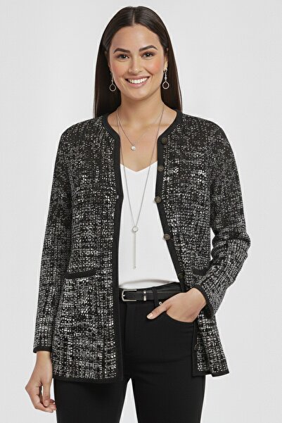 By Saygı Women's Buttoned Front Mini Houndstooth Pattern Double Pocket B.B Ca...