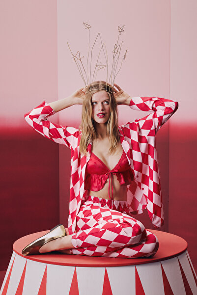 Penti Red Layla Shirt Pants Pajama Set